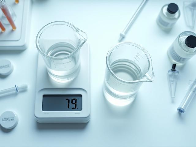 A precision scale and neat mixing station with beakers and resins, signifying careful formulation.
