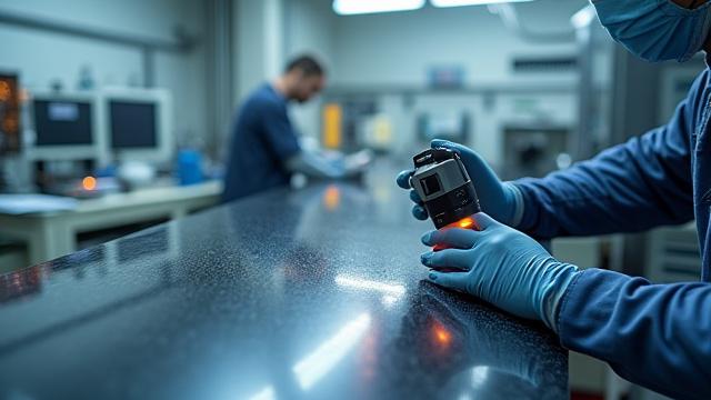 Technician working on an aerospace carbon fiber control surface.