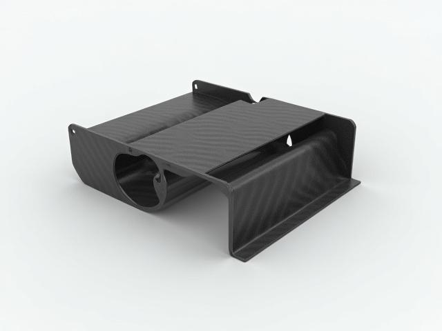 Photo of the final carbon fiber aerospace bracket, lightweight and optimized.