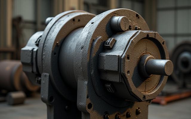 Heavy-looking industrial metal assembly with multiple bolted and welded components.