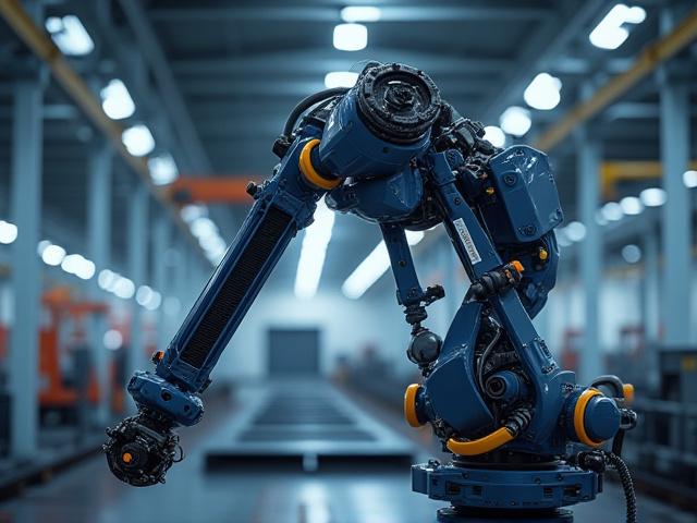 A large, industrial robotic gantry system with visible carbon fiber structural elements, emphasizing lightweight and precision movement.